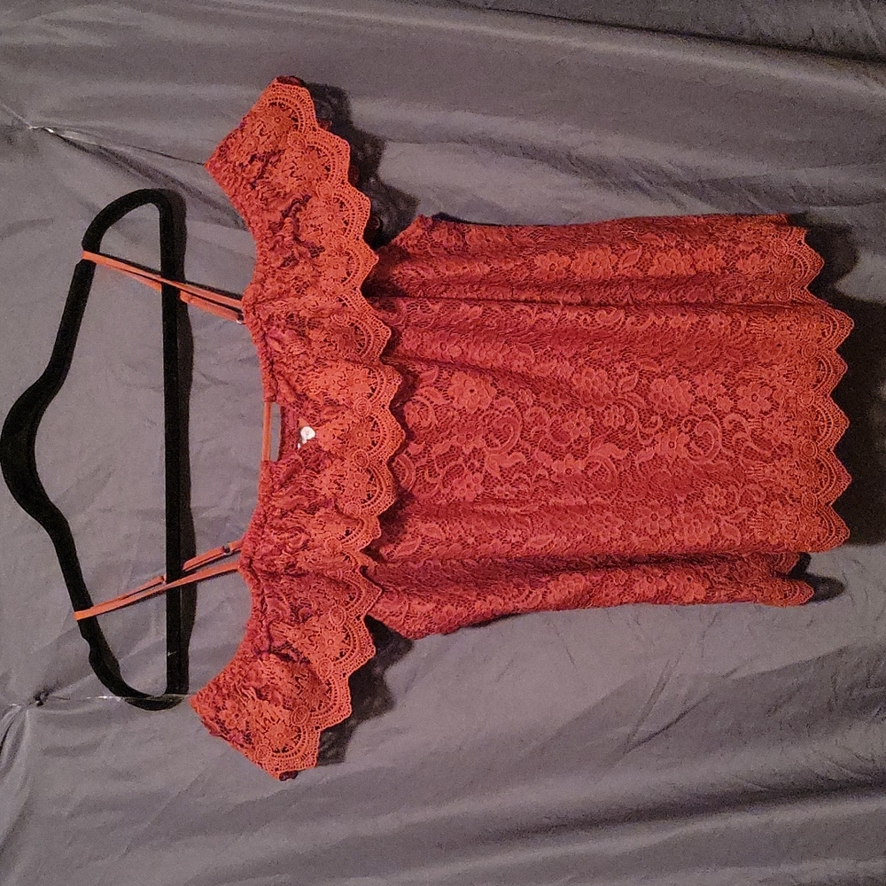 Boundaries lace off the shoulder knit blouse
